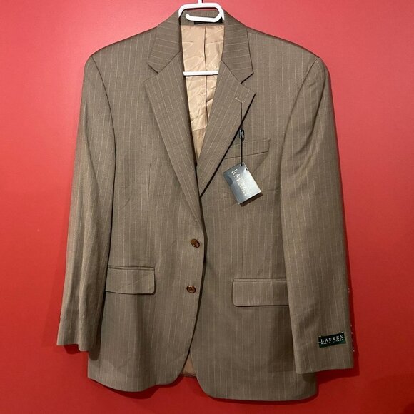 Lauren Ralph Lauren Other - RALPH LAUREN Men's 100% Wool Tan Striped Blazer - Jacket Size 38 Reg - NWT